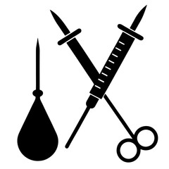Blood tools silhouette vector icon illustration, blood on white background.