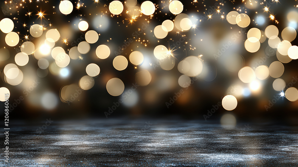 Poster bright sparkling orbs in festive abstract bokeh background create magical atmosphere