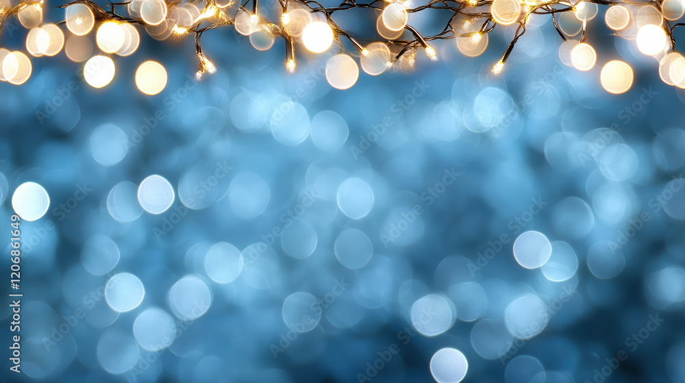 Poster soft bokeh lights create calming atmosphere in serene blue background