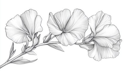 Detailed floral design for coloring featuring delicate petals and intricate leaves in a captivating black and white pattern