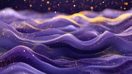 Obraz premium Abstract Purple and Gold Particle Waves Background