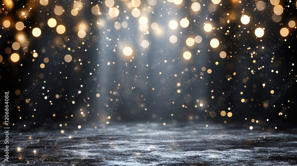 Poster shimmering bokeh lights create magical atmosphere with dark tones