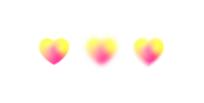 Set of blurry hearts glowing pink and yellow on transparent background, isolated element for love romantic design - Powered by Adobe