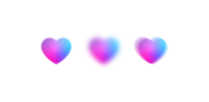 Glowing pink and blue gradient hearts on transparent background, png element for valentine, love, wedding, marriage, relationship illustration