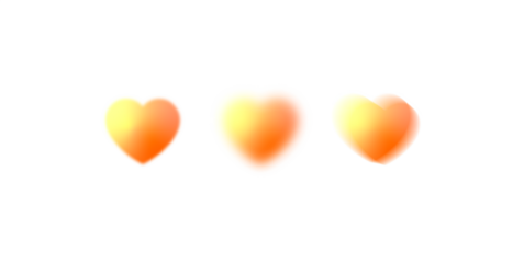 Orange and yellow gradient hearts glowing on transparent background, png element clipart for print, poster, wallpaper, greeting card decoration design
