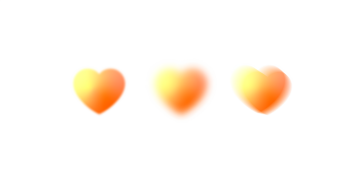Orange and yellow gradient hearts glowing on transparent background, png element clipart for print, poster, wallpaper, greeting card decoration design