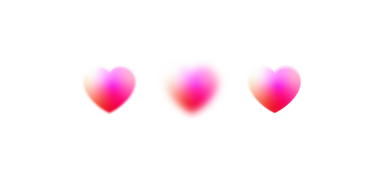 Pink and red blurred gradient hearts glowing with love and affection on transparent background, png element for romance, valentine, love, passion, emotion design - Powered by Adobe