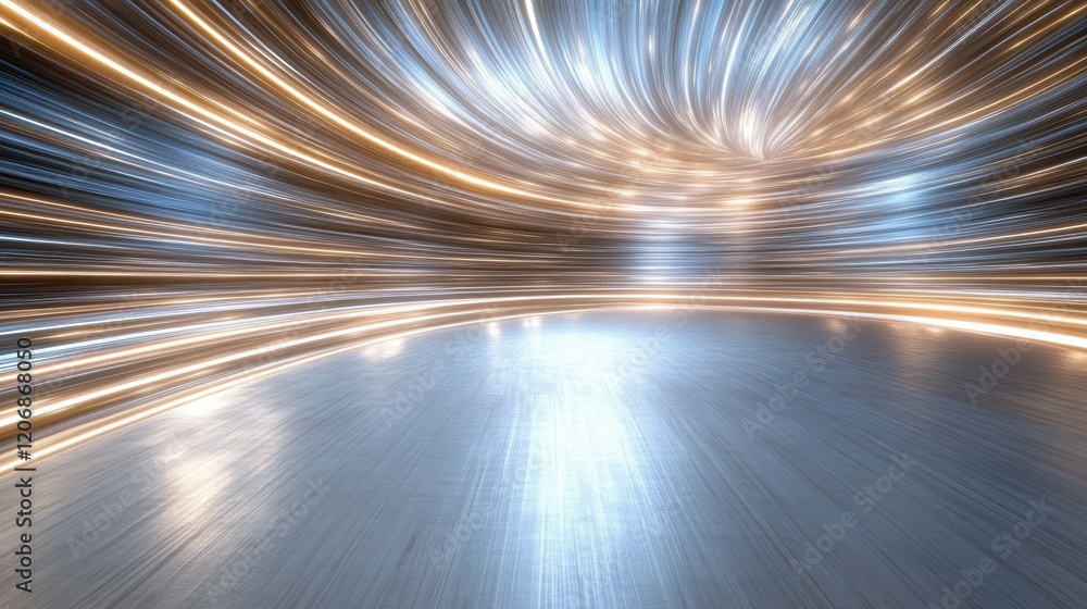 Poster light streaks and bokeh effects create futuristic abstract scene