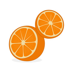 orange slice isolated on white background, flat design orange fruit