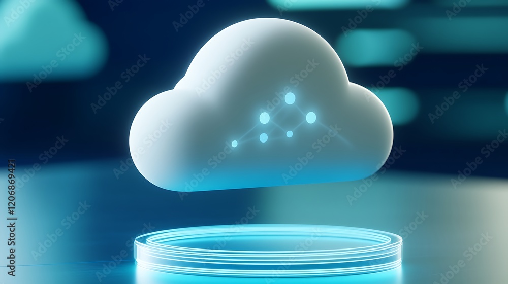 Aufkleber abstract cloud technology concept with floating cloud and network connections in a digital atmospher