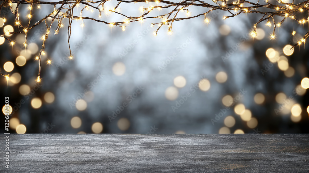 Poster twinkling lights create magical bokeh background for festive occasions