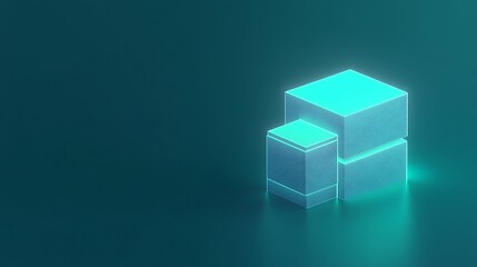 Obraz premium Abstract glowing geometric shapes on a smooth surface with a tranquil color palette for digital design projects