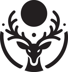 Simple deer logo on black and white background