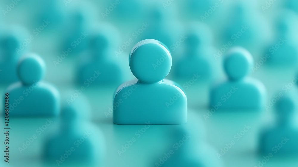 Poster Abstract Representation of Unique Individual Surrounded by Similar Figures in Soft Focus Background