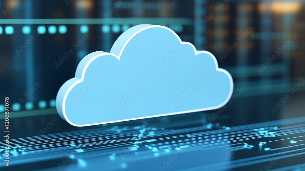 Poster blue cloud symbol on digital data background representing technology and networking connectivity con
