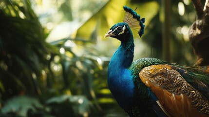 Peacock in the Lush Green Foliage
