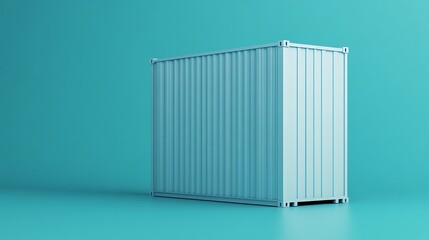 Blue Shipping Container on Turquoise Background for Modern Industrial and Freight Transportation Concepts