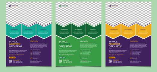 Simple clean creative elegant editable modern corporate professional company business education admission kids online school leaflet poster flyer design template.