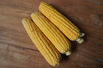 Corn on the wooden table