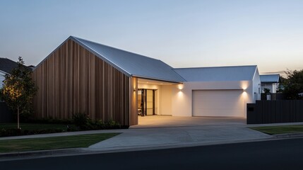 Modern House with a Wooden Facade