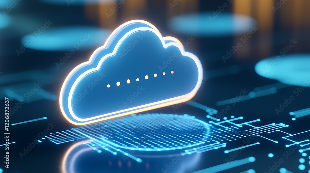 Poster cloud computing concept with digital connections and data transfer for modern technology solutions
