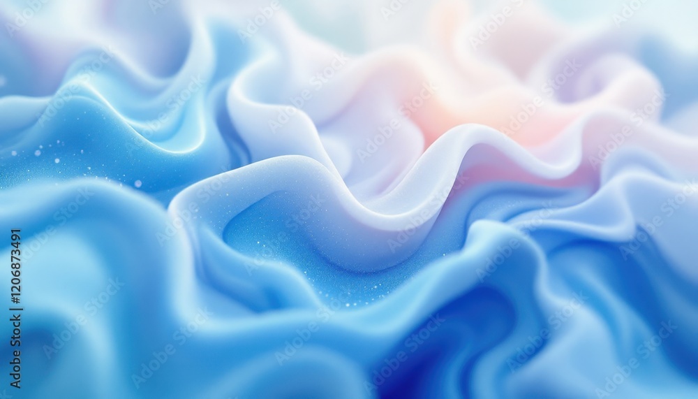 Poster abstract blue and pink fabric-like texture with soft waves and subtle sparkles