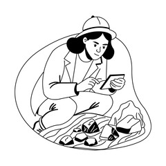 Geologist illustration in a glyph style 

