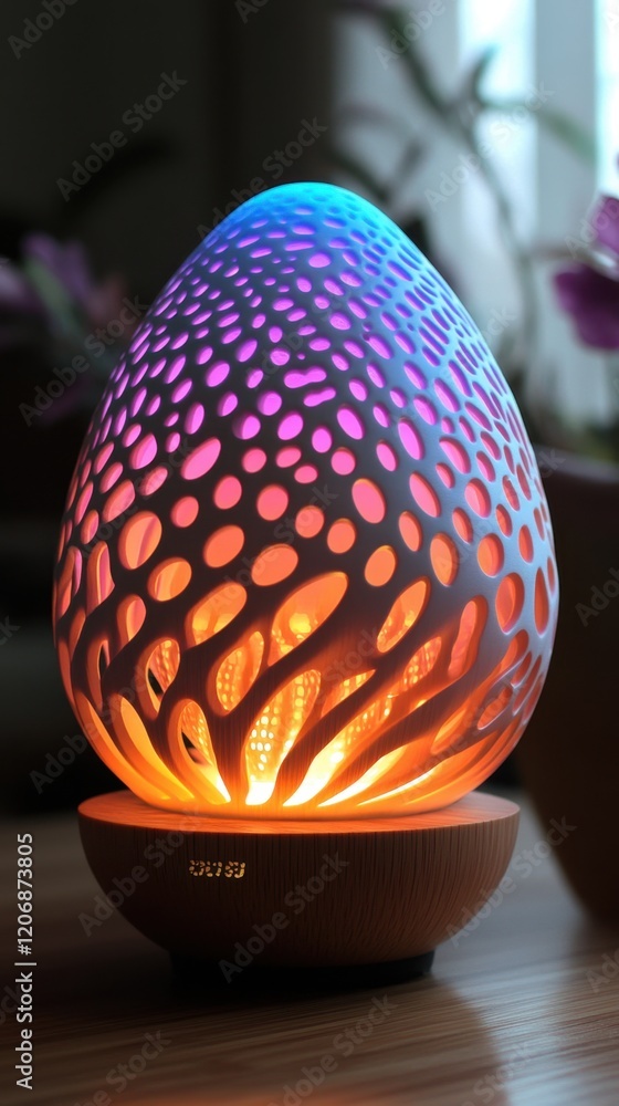 Aufkleber artistic decorative lamp illuminating a cozy space with vibrant colors and intricate patterns, creat
