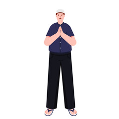 Muslim Man Greeting Pose Illustration