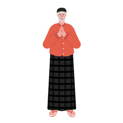 Muslim Man Greeting Pose Illustration