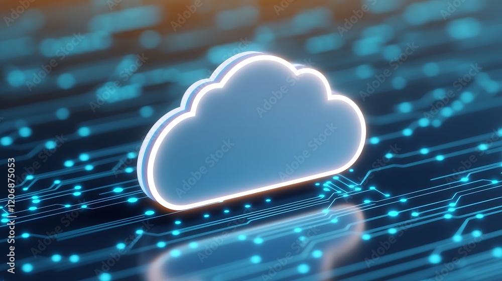 Poster cloud technology concept with circuit lines and digital network background for innovative designs an