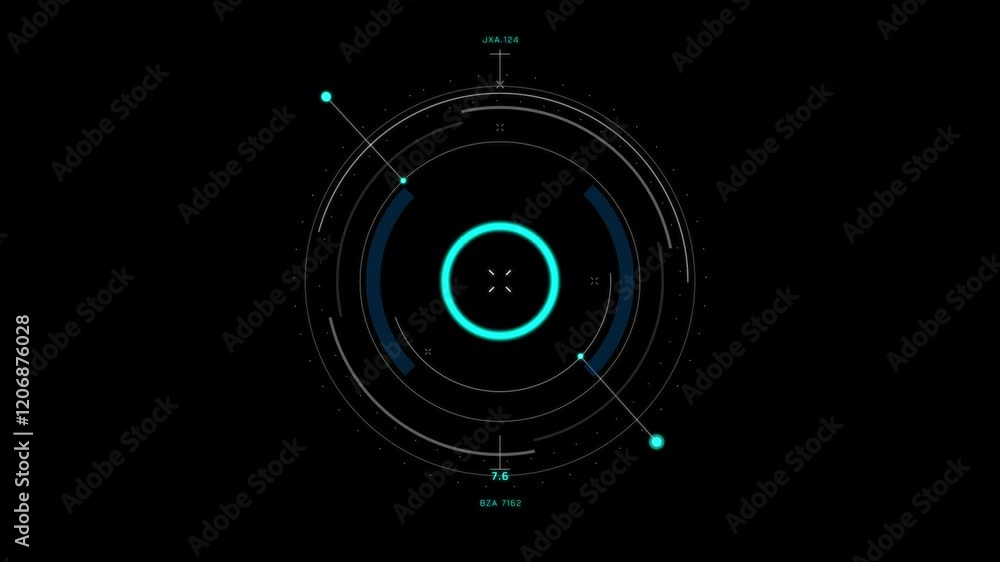Poster circle shape rotate universal technology line and frame video overlay futuristic hud head up display