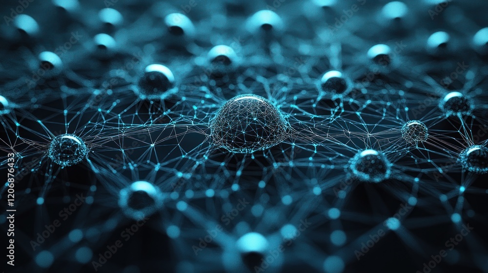 Poster abstract network: interconnected nodes in a digital landscape