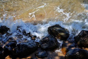 water flowing over rocks