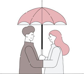 Couple Sharing an Umbrella.. Happy Valentine day