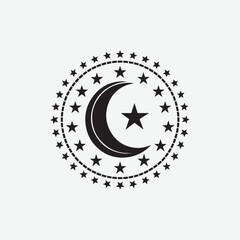 A simple minimal moon and star silhouette vector design