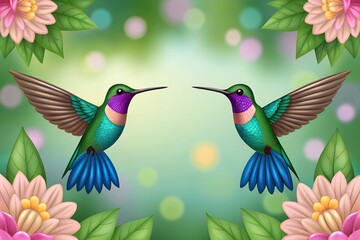 Obraz premium Stylized Hummingbirds.