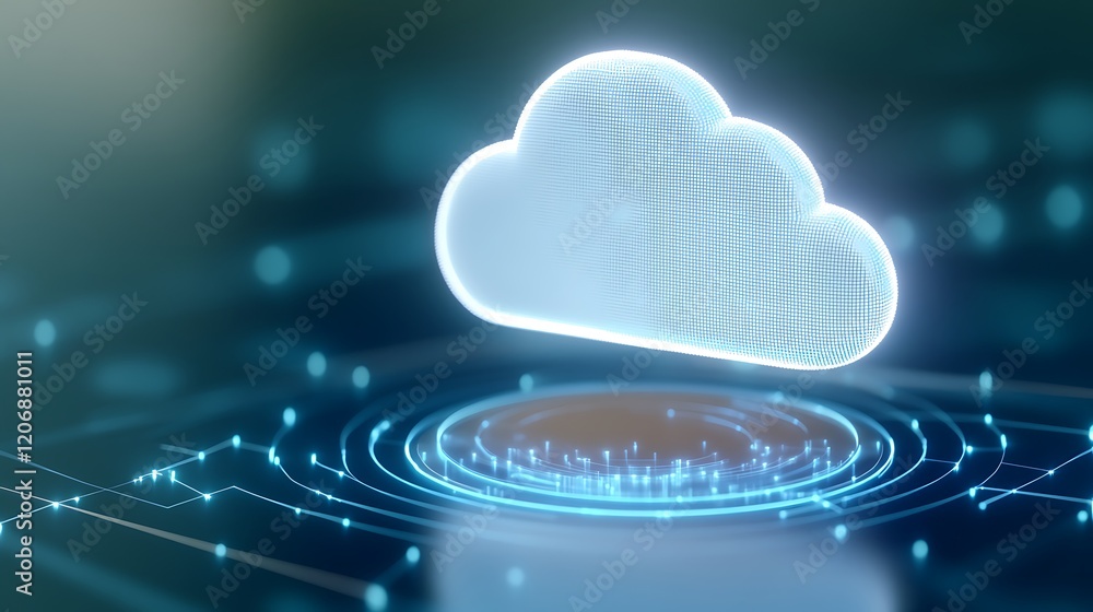 Aufkleber digital cloud icon with futuristic technology background for data storage and connectivity solutions