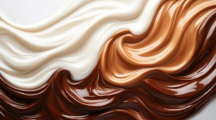 Abstract Swirls of Chocolate, Caramel, and Cream Creating a Luxurious and Tempting Confectionery Texture Background