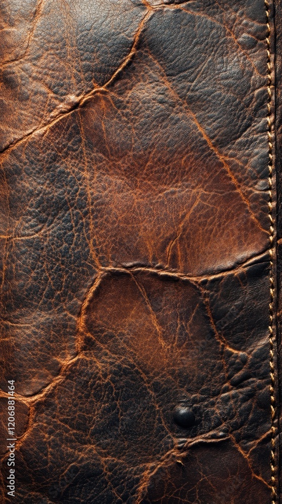 Poster richly textured leather showcasing natural aging and character with intricate patterns and warm tone