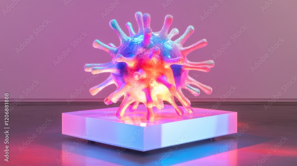 Aufkleber abstract representation of a colorful virus model illuminated with vibrant lights in a modern art ga