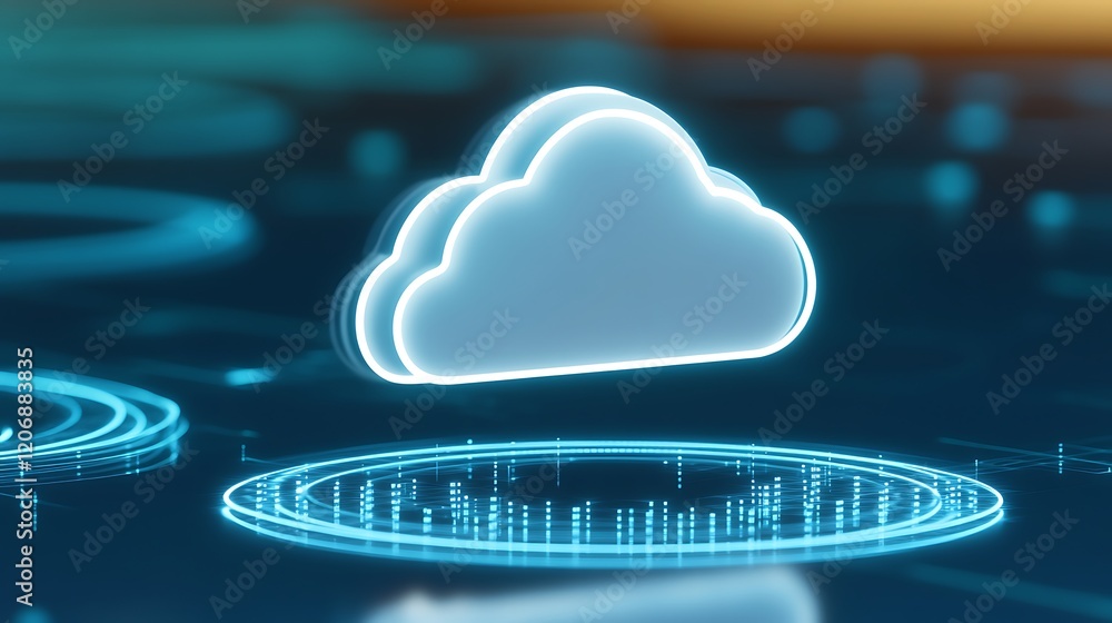 Aufkleber digital cloud symbol over glowing technology background representing data storage and modern connect
