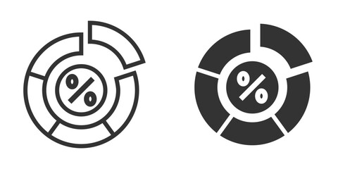 Pie chart icon with percent symbol, minimalist design.