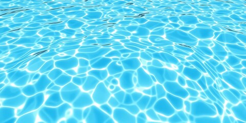 Blue and bright water surface reflecting the sun in a swimming pool background, sunlight, shimmer