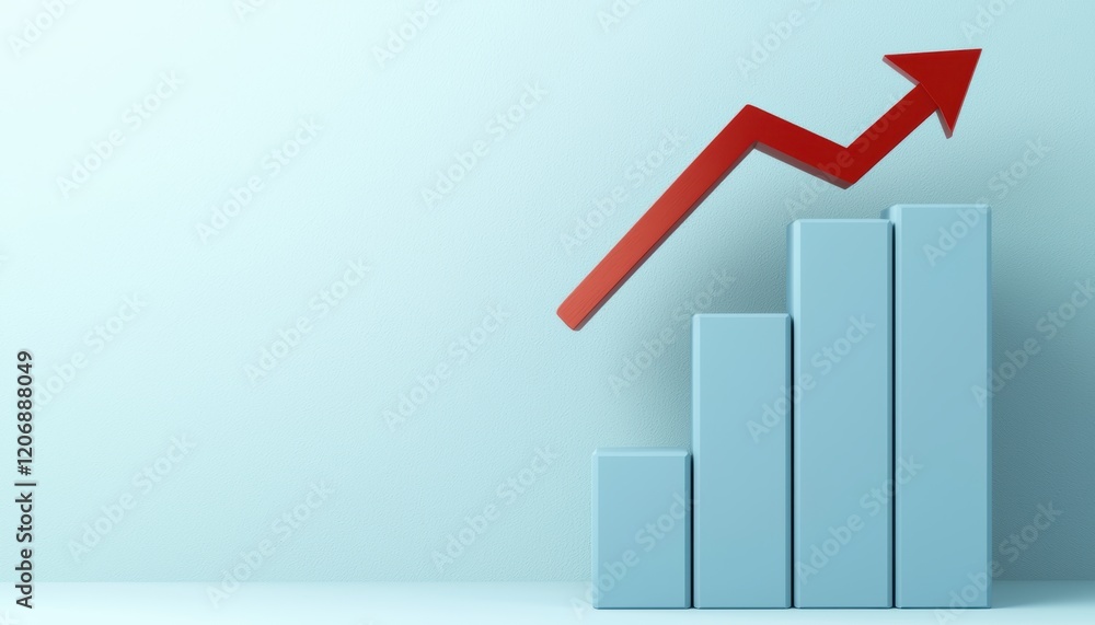 Aufkleber a sleek graph with ascending bars and a red arrow, symbolizing growth and upward trends in data or b