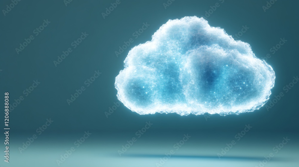 Aufkleber ethereal blue cloud with sparkling effects floating on a soft gradient background for digital design