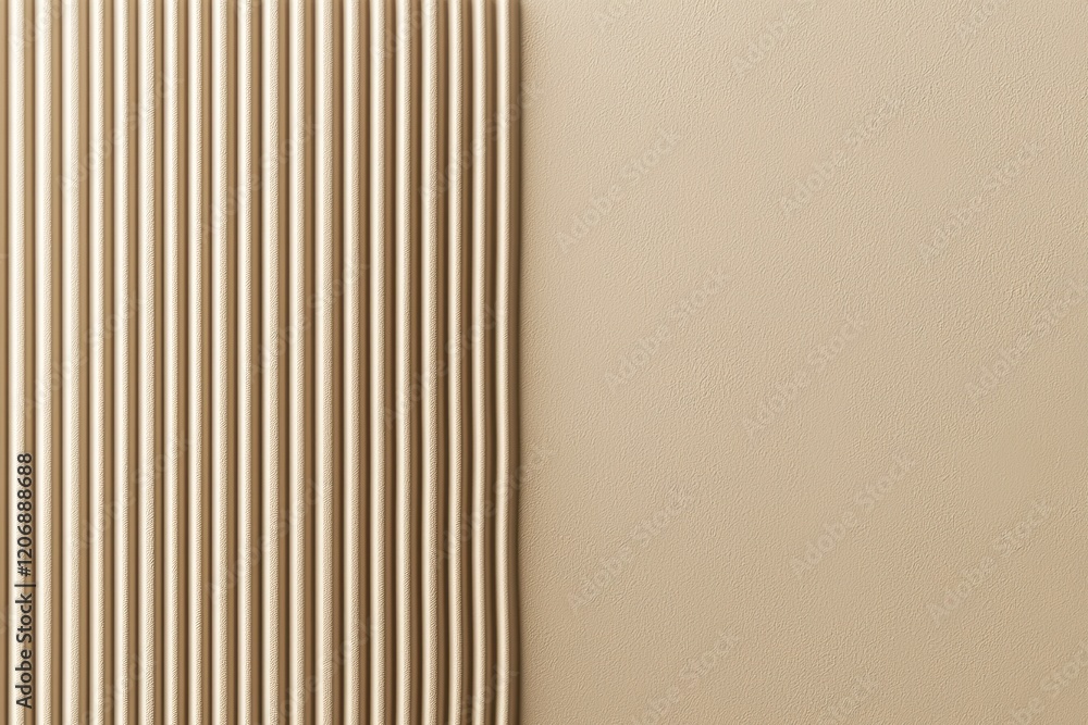 Poster a textured wall featuring vertical lines on one side and a smooth surface on the other, showcasing a