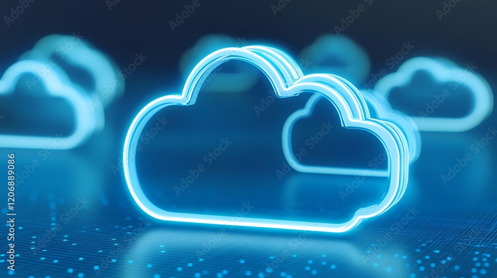 Aufkleber futuristic blue cloud symbols with digital background for technology concepts and cloud computing re