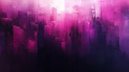 Vibrant Pink and Purple City Skyline at Night