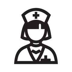 Hospital and medical health care Nurse icon silhouette vector illustration 
